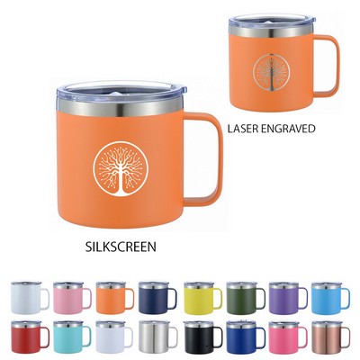 14 oz Insulated Stainless Steel Coffee Mug with Handle – Double Wall Promotional Drinkware