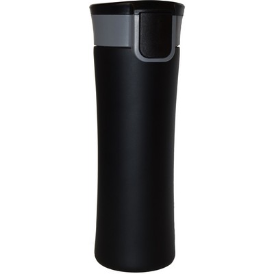 Helix 16oz black matte stainless steel vacuum tumbler with push-button lid