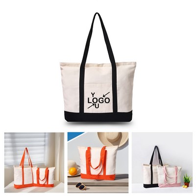 Cotton Canvas Zip Boat Tote