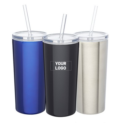 Stainless Steel Tumbler with Straw, 16 oz.